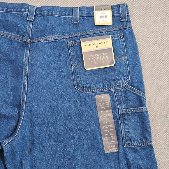 Saddlebred Big & Tall Carpenter Jeans Men's 52x32 Medium Wash Style 8958 NWT - Picture 9 of 16